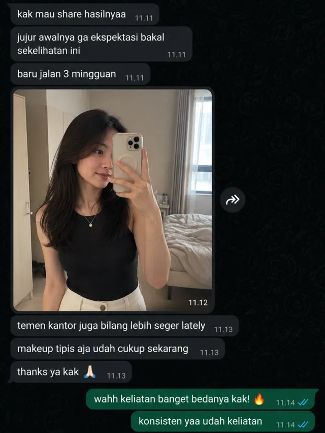 Testimoni WA: hasil setelah 3 minggu konsisten